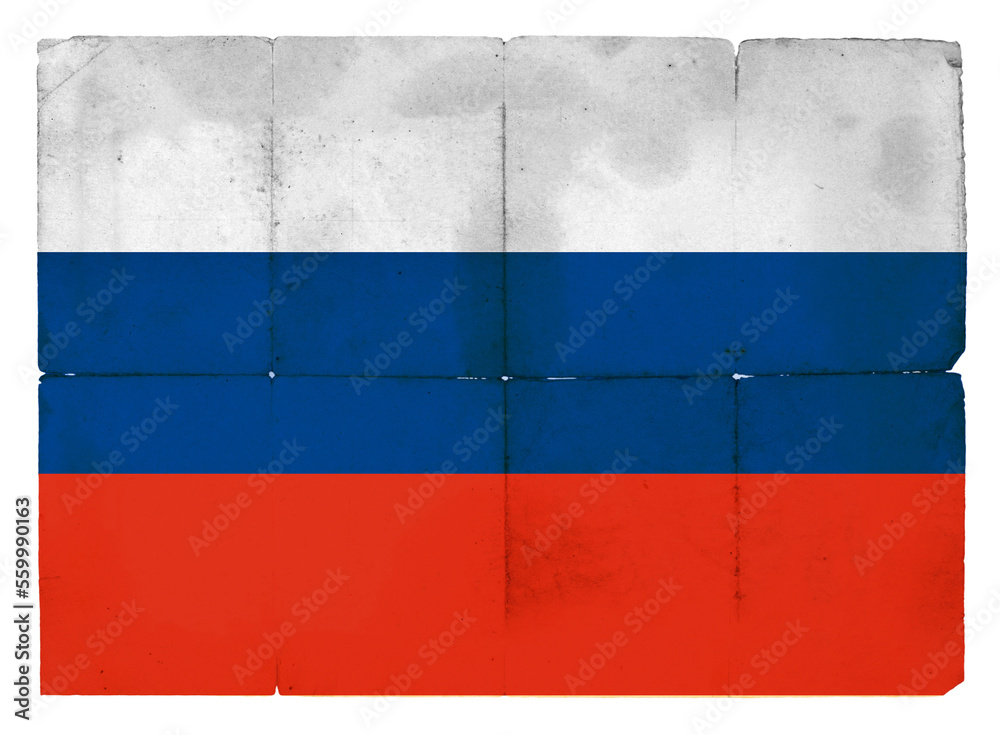 Fototapeta premium Flag of Russia with the texture of an old document.