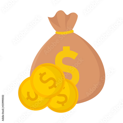 Cowboy or Texas element vector illustration. Cartoon drawing of bag of money stolen by bandit isolated on white background. USA, Wild west or western concept