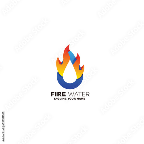 fire water logo colorful design illustration
