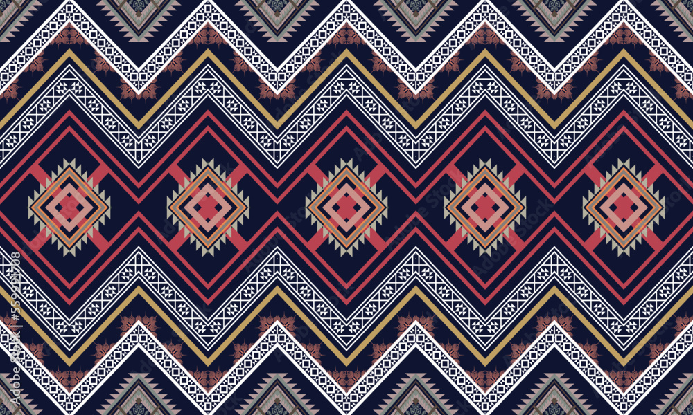 Abstract geometric ethnic pattern design for clothing, fabric, background, wallpaper, wrapping, batik. Knitwear, Pixel pattern, Embroidery style. Vector illustration Abstract geometric ethnic pattern design for clothing, fabric, background, wallpaper, wrapping, batik. Knitwear, Pixel pattern, Embroidery style. Vector illustration