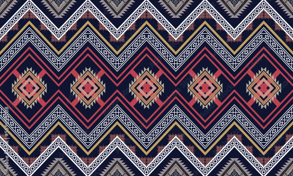 Abstract geometric ethnic pattern design for clothing, fabric, background, wallpaper, wrapping, batik. Knitwear, Pixel pattern, Embroidery style. Vector illustration