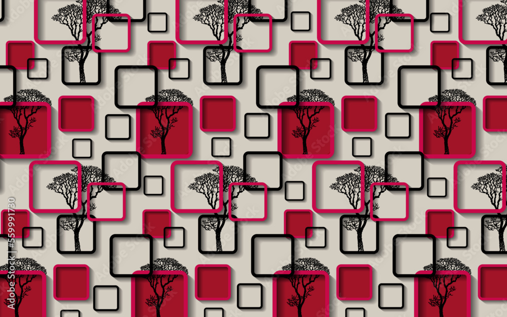 Romantic 3d Wallpaper for Bedroom. Abstract Geometric Squares and