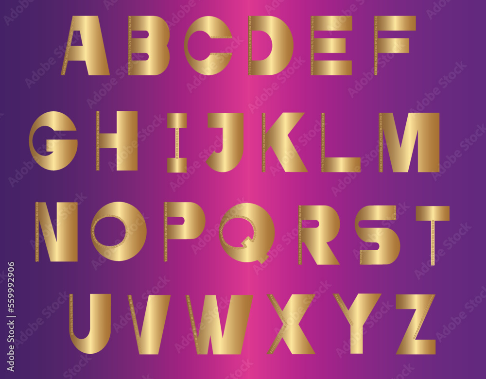 Golden Alphabet Letters font, Metallic font