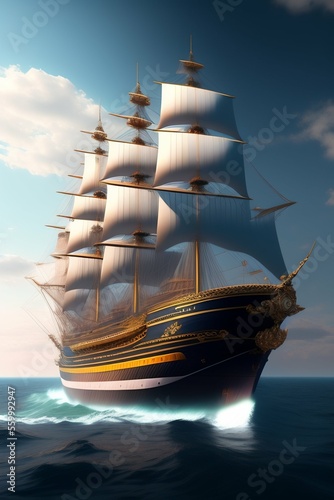 Fantasy ship generated by Artificial Intelligence