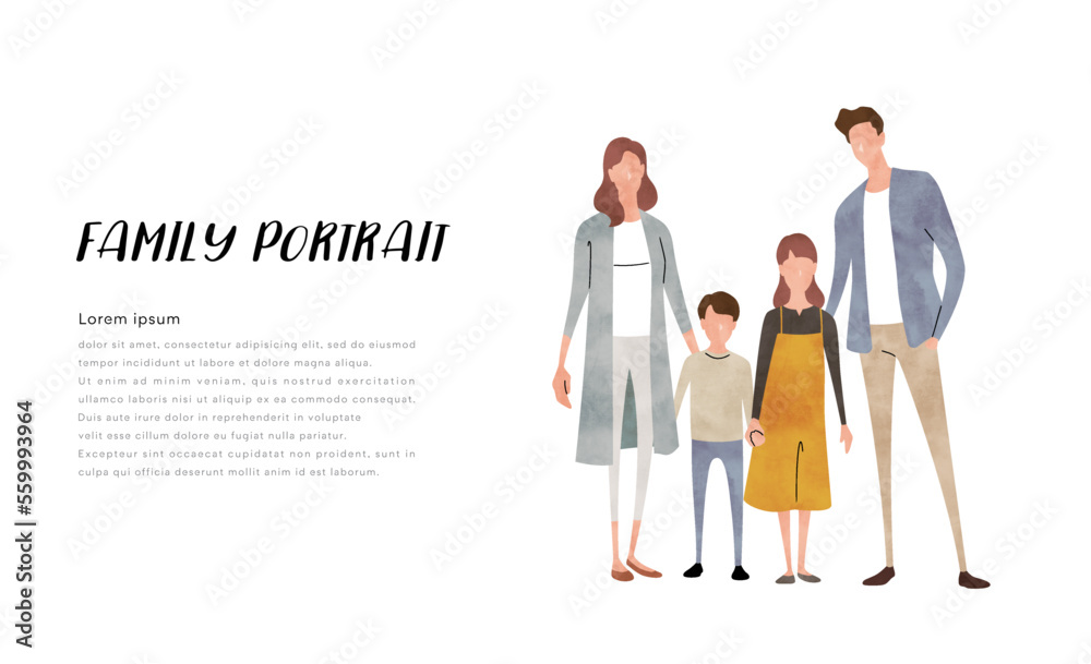 ベクターイラスト素材:4人家族、子育て世代
ベクターイラスト素材:4人家族、子育て世代