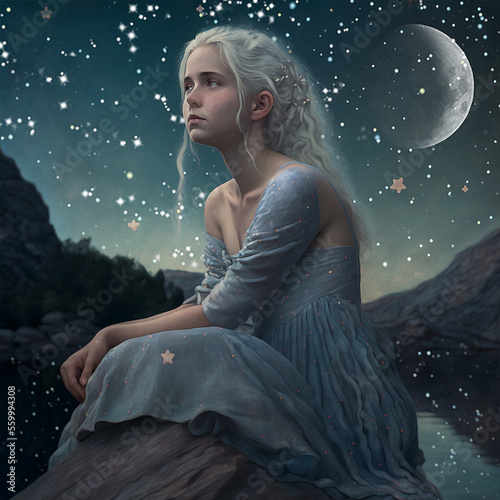 Girl Pondering in Space
