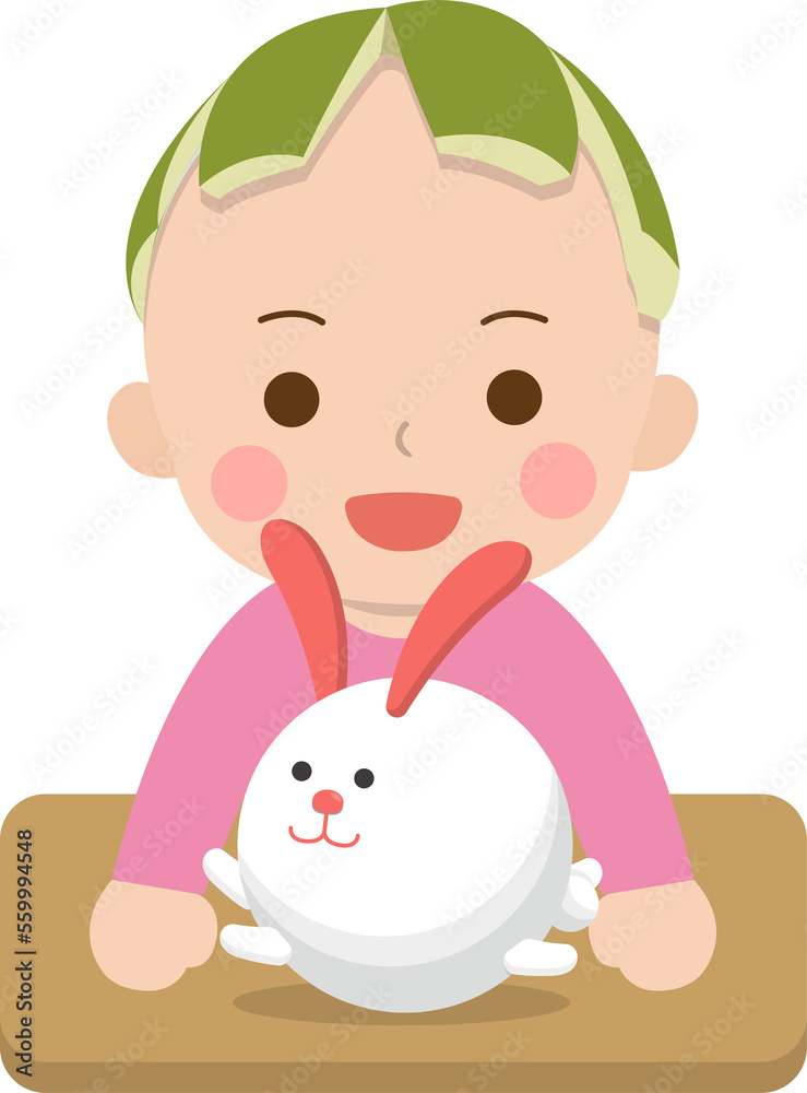 Cute children with bunny and pomelo cartoon characters, comic characters vector Cute children with bunny and pomelo cartoon characters, comic characters vector