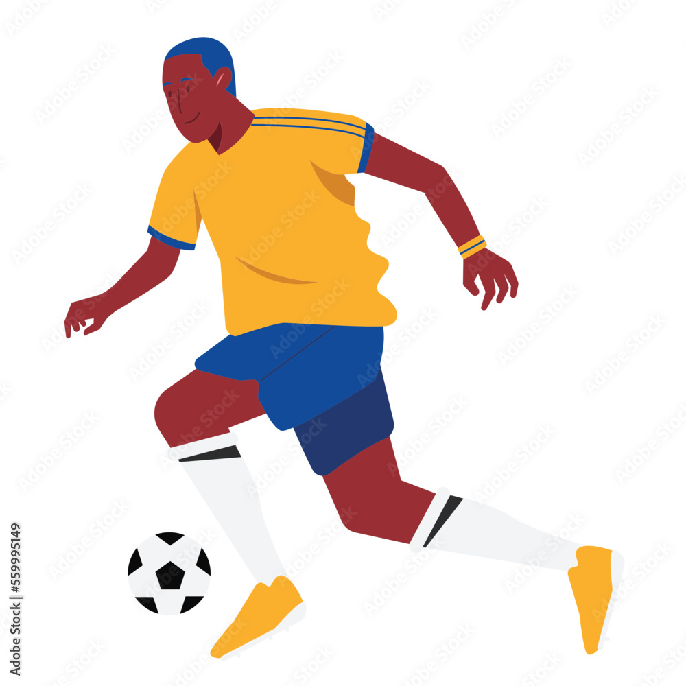 Dribbling Football Sport People Color 2D Illustration