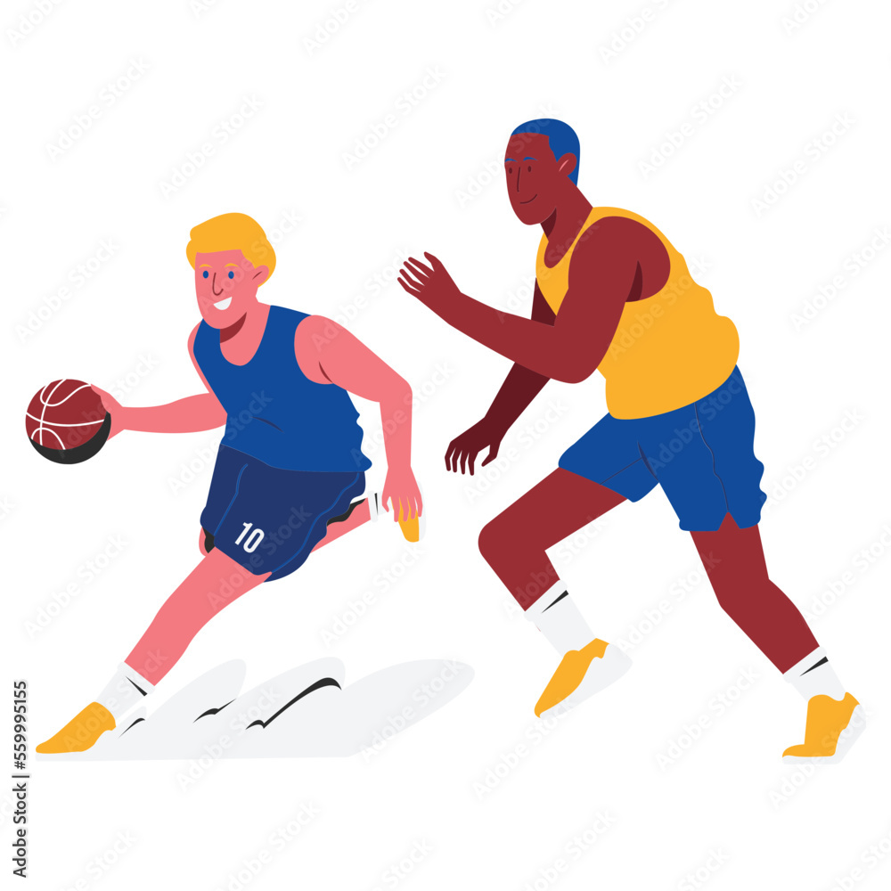 Dribbling Sport People Color 2D Illustration