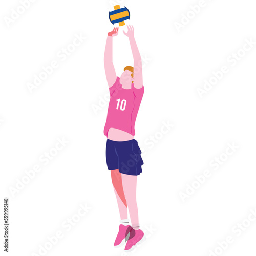 Assist Volleyball Sport People Color 2D Illustration