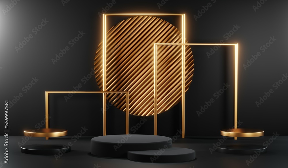 3D rendering of backdrop black podium background show room for black friday products and sale banner 3D rendering of backdrop black podium background show room for black friday products and sale banner