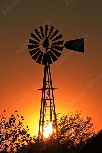 windmill at sunset