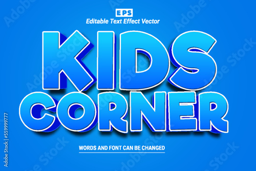 Kids corner 3d editable text effect vector template