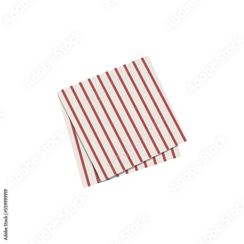 The red stripes tablecloth. Decorative cotton napkin vector.