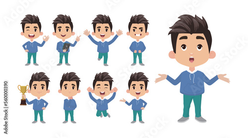 Chef with different poses. vector photo