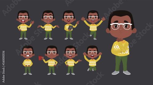 Chef with different poses. vector photo