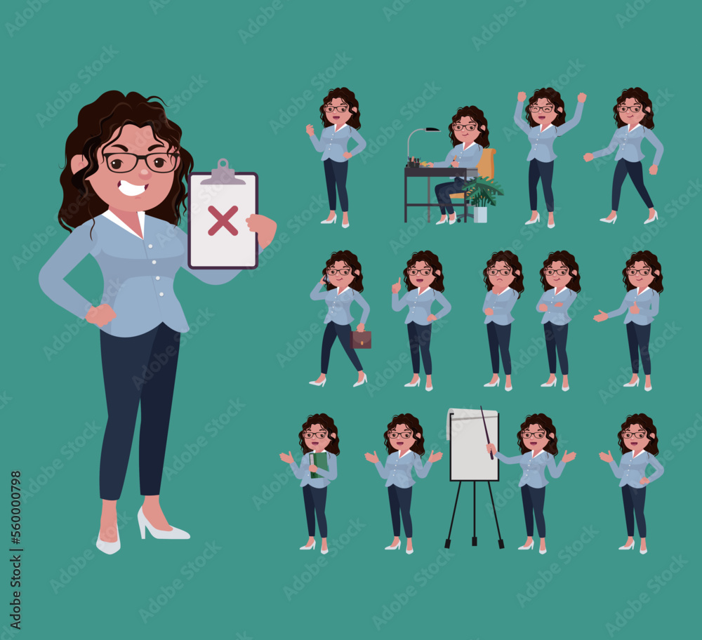 Office worker with different poses Office worker with different poses