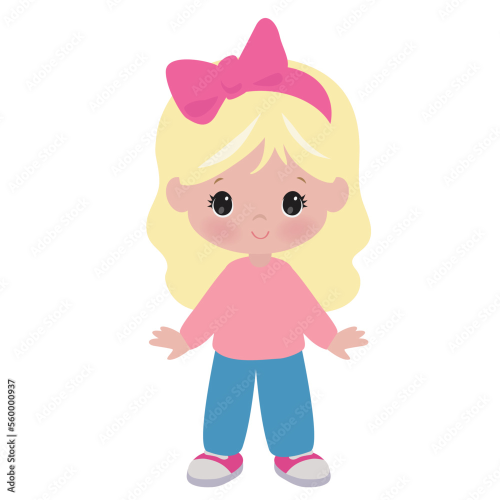 Cute little blonde girl vector cartoon illustration Cute little blonde girl vector cartoon illustration