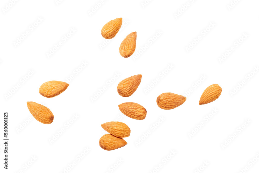 Almond nuts isolated on white background. Almond nuts isolated on white background.