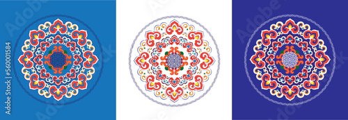 Buryad Mongolian traditional ornament vector illustration set	
 photo