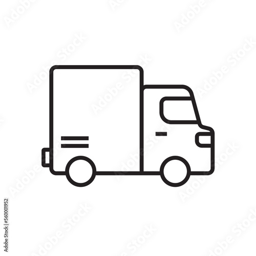 Truck Transportation icon people icons with black outline style. Vehicle, symbol, transport, line, outline, station, travel, automobile, editable, pictogram, isolated, flat. Vector illustration