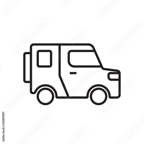 Jeep Transportation icon people icons with black outline style. Vehicle, symbol, transport, line, outline, station, travel, automobile, editable, pictogram, isolated, flat. Vector illustration © SkyPark