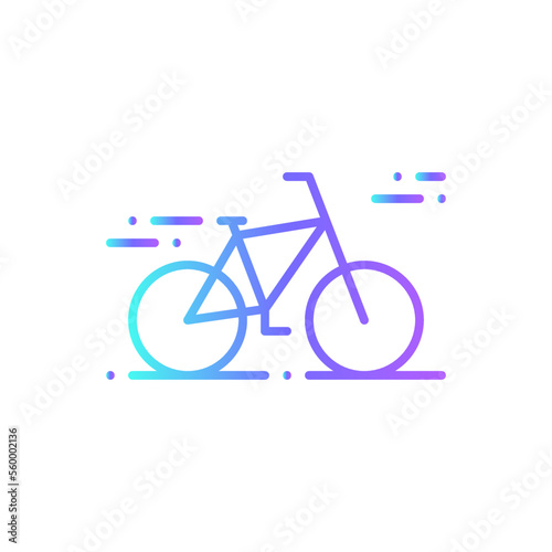 Bicycle Transportation icon with blue gradient outline style. Vehicle, symbol, transport, line, outline, travel, automobile, editable, pictogram, isolated, flat. Vector illustration