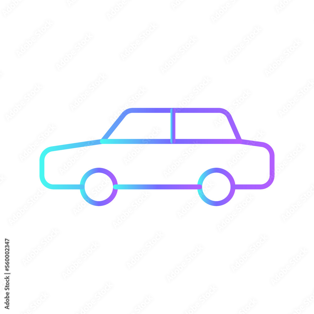 CAR Transportation icon with blue gradient outline style. Vehicle, symbol, business, transport, line, outline, travel, automobile, editable, pictogram, isolated, flat. Vector illustration