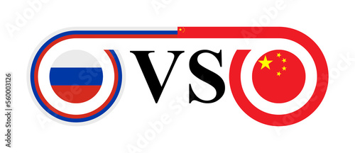 the concept of russia vs china. vector illustration isolated on white background	