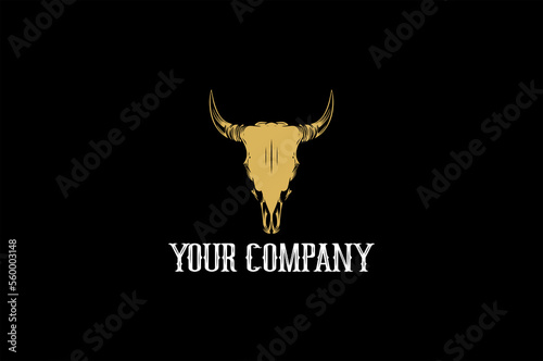 Bull Head Skull Vector Logo Design