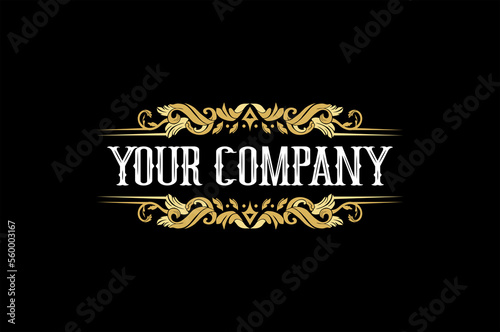 Calligraphic Luxury Boutique Logo Gold Vector