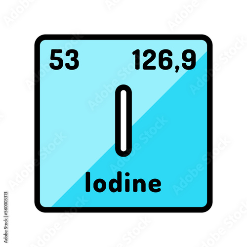 iodine chemical element color icon vector. iodine chemical element sign. isolated symbol illustration