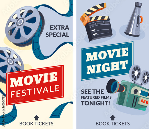 Movie night, see featured films tonight banners