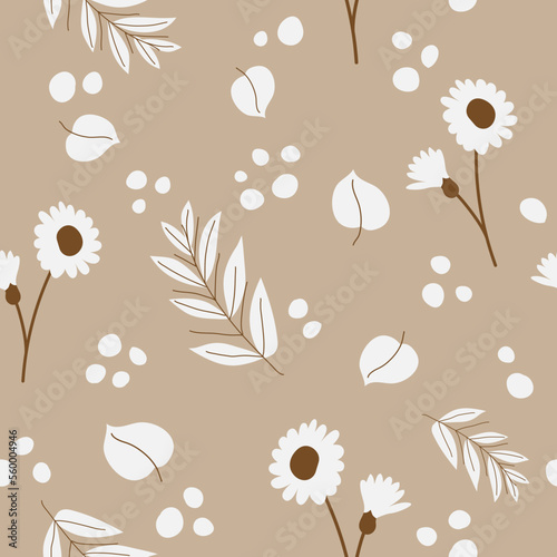 Vintage flowers in blossom and leaves branches