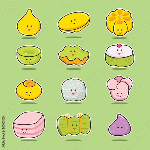 Illustration, Collation, Hand-painted Thai dessert, Isolated background 