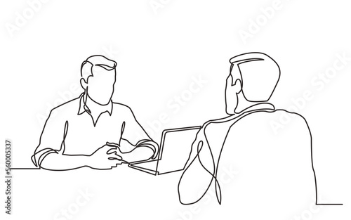 Wallpaper Mural continuous line drawing job interview scene - PNG image with transparent background Torontodigital.ca