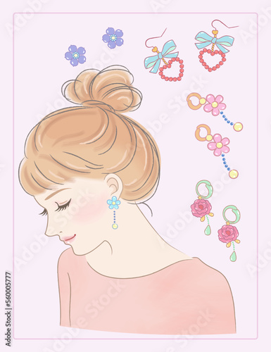 girl with updo hair showing earrings