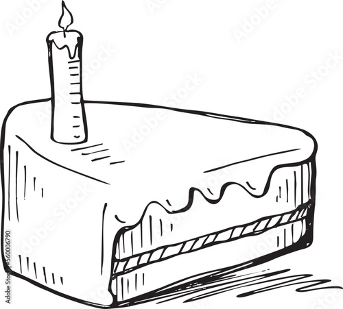 Slices piece of vanilla cake topping with white chocolate for coffee or tea brake