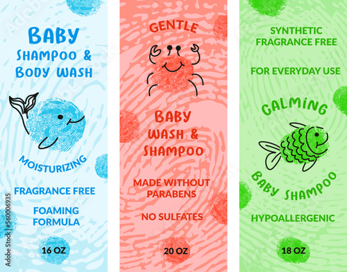 Baby shampoo and body wash, cosmetics banners