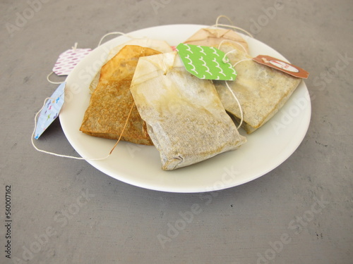 Dried tea bags for homemade organic plant fertilizer and more