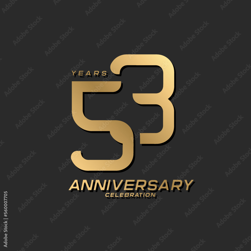 53 years anniversary celebration logotype with modern elegant number