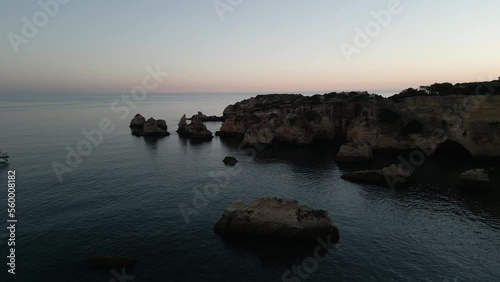 Drone Video of Sunset on the Coast of the Algarve, Portugal photo