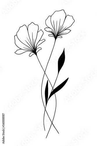 Vector illustration of flowers  vector black and white.