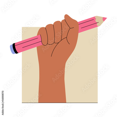 Raised Fist With Pencil