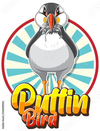 Puffin bird logo with carton character