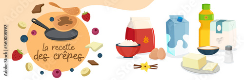 La recette des crêpes - Titre et illustrations autour de la Chandeleur - Bannière 