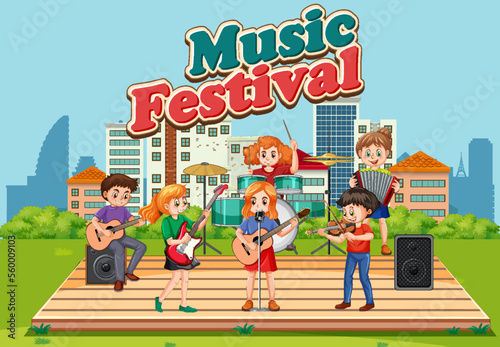 Kids music band at park