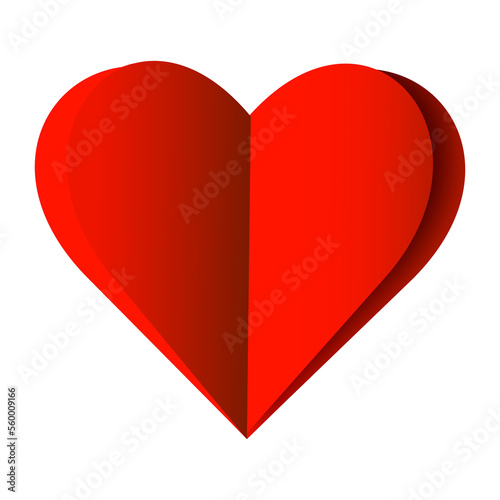 
Paper heart. Vector heart element. Symbol of love. Red heart. 
Transparent background