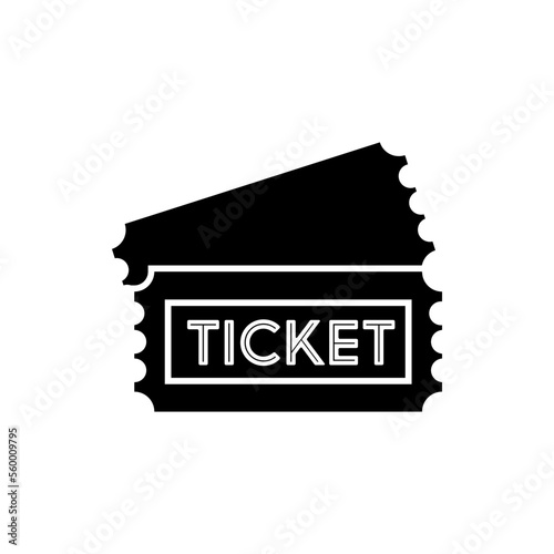 Ticket icon outline flat simple design on white background vector illustration