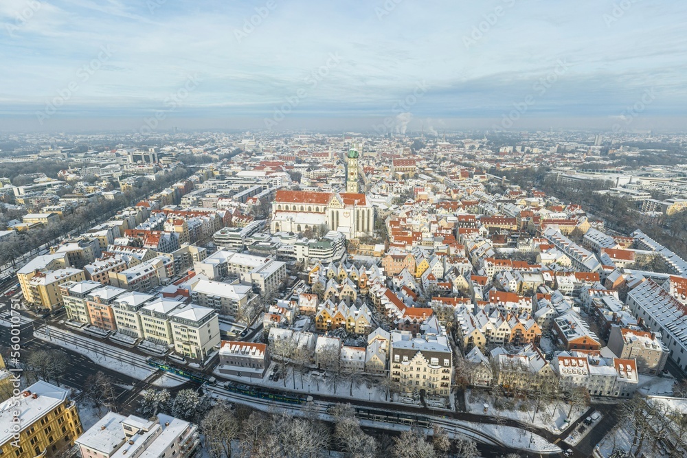 Ausblick auf Augsburg im Winter